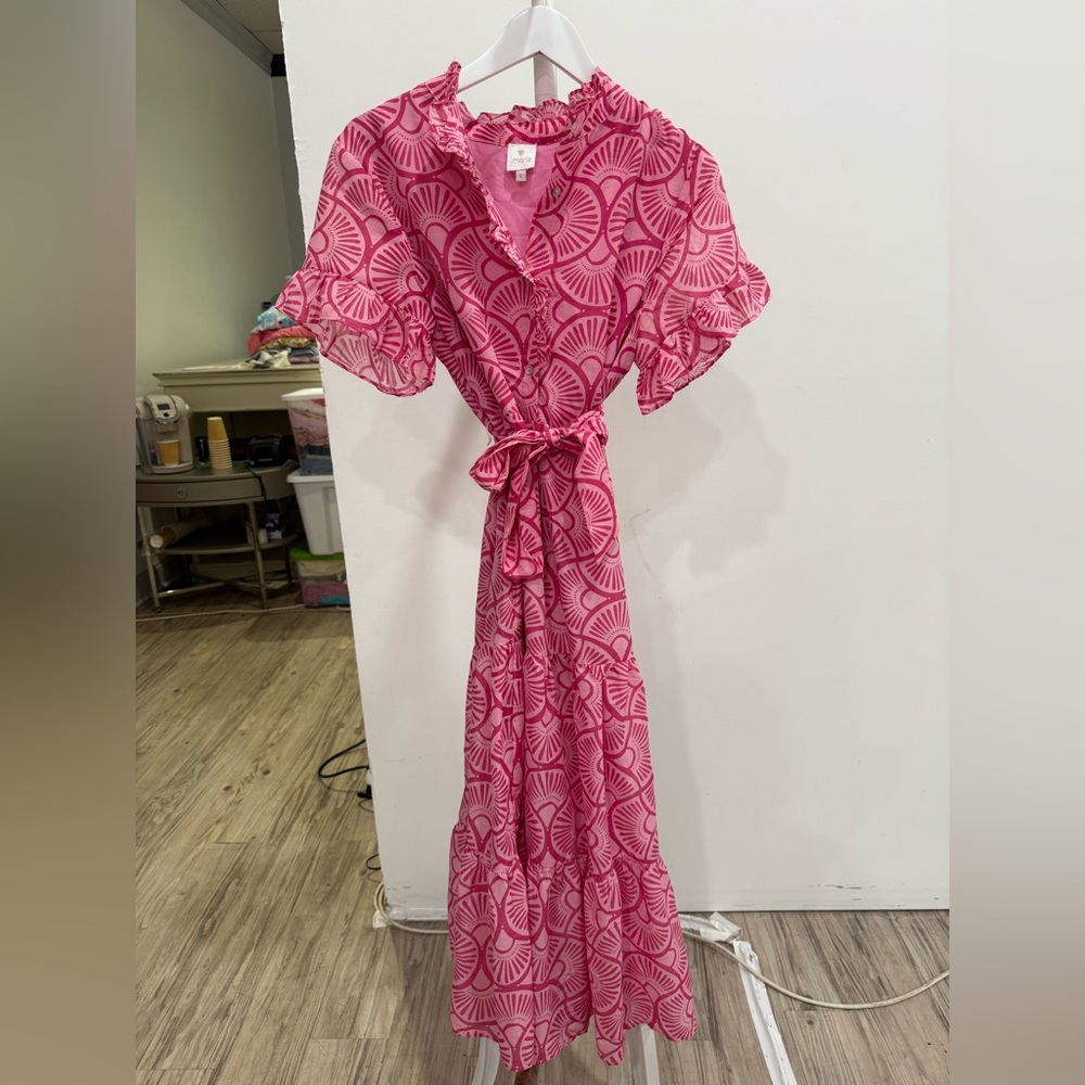 J Marie Elegant Pink Patterned Dress